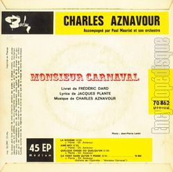 [Pochette de La bohme (Charles AZNAVOUR) - verso]