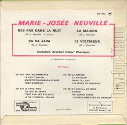 [Pochette de Des pas dans la nuit (Marie-Jose NEUVILLE) - verso]