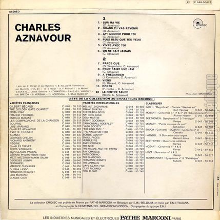 [Pochette de Chante ses vingt ans (Charles AZNAVOUR) - verso]