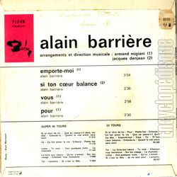 [Pochette de Emporte-moi (Alain BARRIRE) - verso]