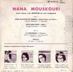 [Pochette de Roses blanches de Corfou (Nana MOUSKOURI) - verso]