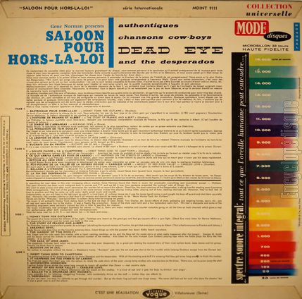 [Pochette de Saloon pour hors-la-loi (DEAD EYE and the DESPERADOS) - verso]