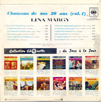 [Pochette de Chansons de nos vingt ans vol. 1 (Lina MARGY) - verso]