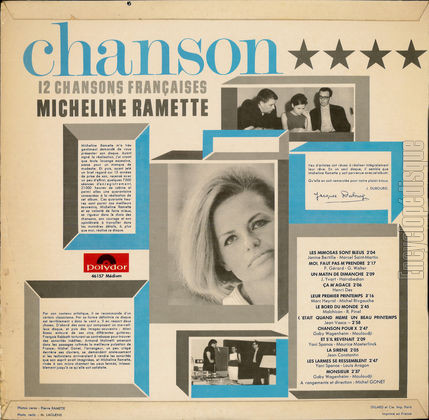 [Pochette de 12 chansons franaises (Micheline RAMETTE) - verso]