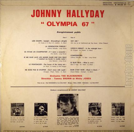 [Pochette de Olympia 67 (Johnny HALLYDAY) - verso]