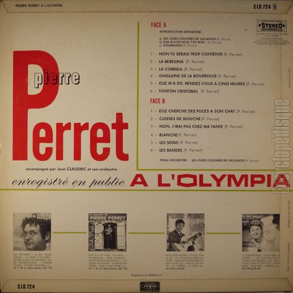 [Pochette de Enregistr en public  l’Olympia (Pierre PERRET) - verso]