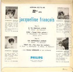 [Pochette de Si tu pouvais avoir (Jacqueline FRANOIS) - verso]