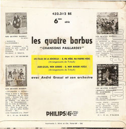 [Pochette de Chansons paillardes - 6me srie (Les QUATRE BARBUS) - verso]