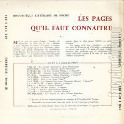 [Pochette de Les pages de Corneille qu’il faut connatre - Horace (I) (DOCUMENT) - verso]