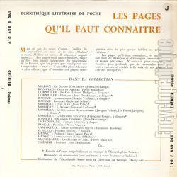 [Pochette de Chnier : Pomes (LES PAGES QU’IL FAUT CONNAITRE) - verso]