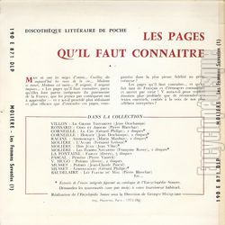 [Pochette de Les pages qu’il faut connatre - Molire - Les femmes savantes (I) (DOCUMENT) - verso]