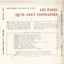 [Pochette de Les pages qu’il faut connatre - Molire - Les femmes savantes (II) (DOCUMENT) - verso]