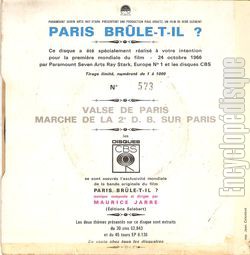 [Pochette de Paris brle-t-il (B.O.F.  Films ) - verso]