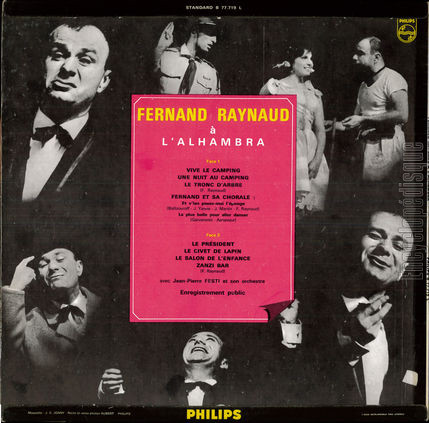 [Pochette de  l’Alhambra (Fernand RAYNAUD) - verso]