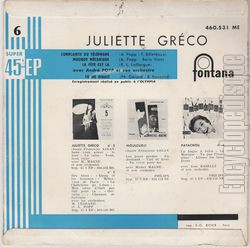 [Pochette de Musique mcanique (Juliette GRCO) - verso]