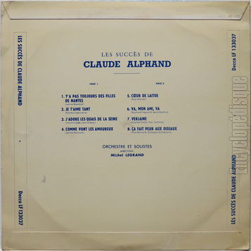 [Pochette de Les succs de… (Claude ALPHAND) - verso]