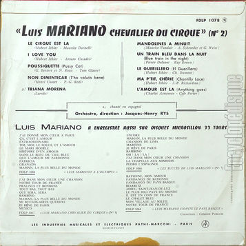 [Pochette de Le chevalier du cirque (n2) (Luis MARIANO) - verso]