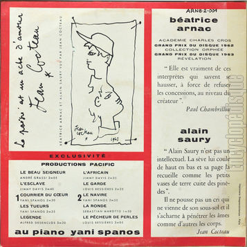 [Pochette de Chante Alain Saury (Batrice ARNAC) - verso]