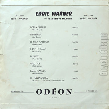 [Pochette de Copla guajira, El suby, Avec toi… (Eddie WARNER) - verso]