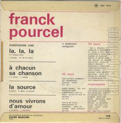 [Pochette de La, la, la (Franck POURCEL) - verso]