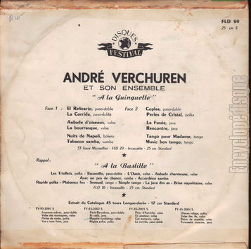 [Pochette de  la guinguette (Andr VERCHUREN) - verso]