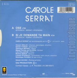 [Pochette de Ose (Carole SERRAT) - verso]