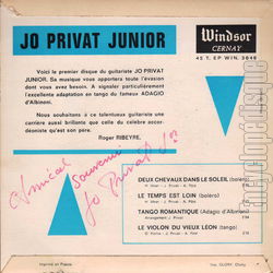 [Pochette de Deux chevaux dans le soleil (Jo PRIVAT Jr) - verso]