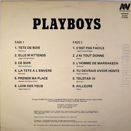 [Pochette de Playboys (PLAYBOYS) - verso]