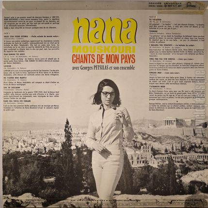 [Pochette de Chants de mon pays (Nana MOUSKOURI) - verso]