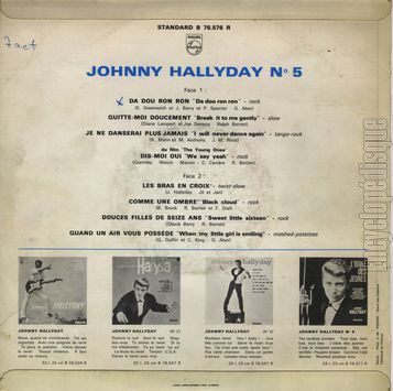 [Pochette de Da dou ron ron / Les brax en croix… (Johnny HALLYDAY) - verso]