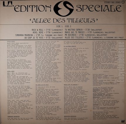 [Pochette de Alle des tilleuls (DITION SPCIALE) - verso]