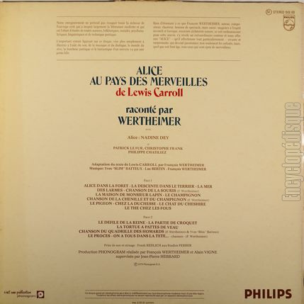 [Pochette de Alice au pays des merveilles (Franois WERTHEIMER) - verso]