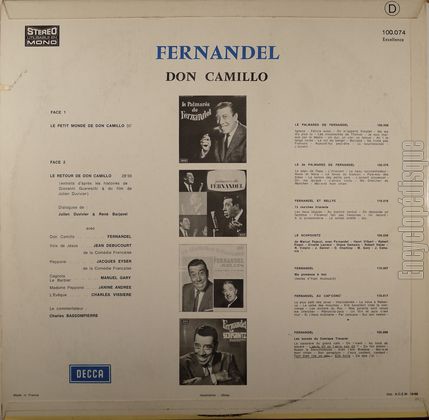 [Pochette de Le petit monde de Don Camillo / Le retour de Don Camillo (FERNANDEL) - verso]