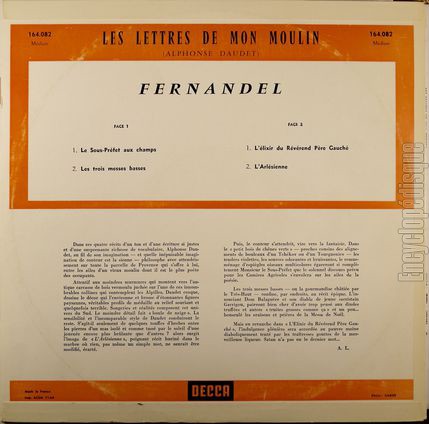 [Pochette de Les lettres de mon moulin (FERNANDEL) - verso]