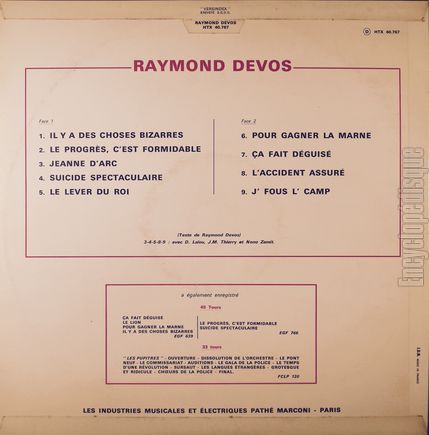 [Pochette de Il y a des choses bizarres / le progrs c’est formidable… (Raymond DEVOS) - verso]