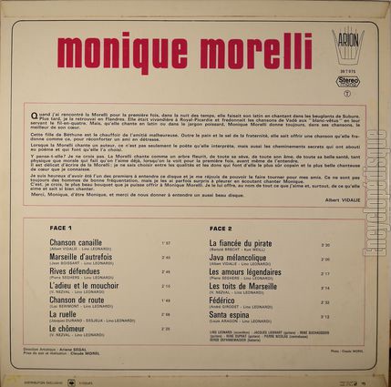 [Pochette de Chanson canaille / Marseille d’autrefois / Rives dfendues… (Monique MORELLI) - verso]