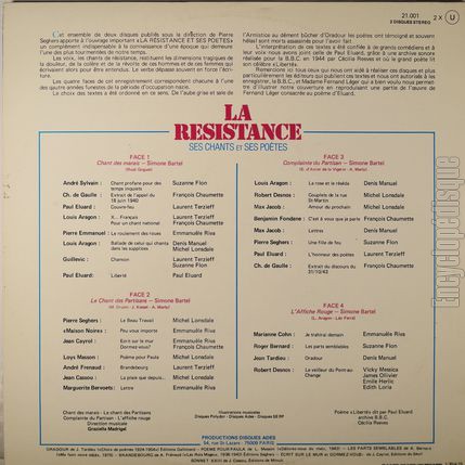 [Pochette de La Rsistance, ses chants et ses potes "Libert, j’cris ton nom" (DOCUMENT) - verso]