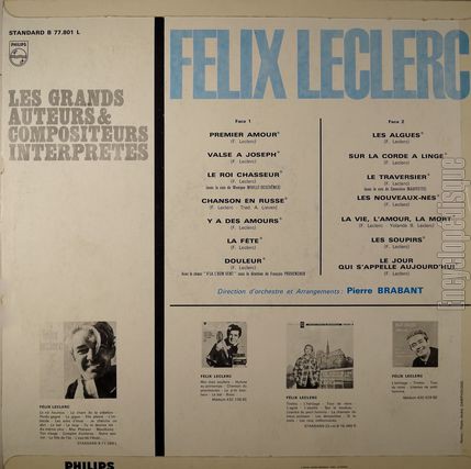 [Pochette de Les grands auteurs & compositeurs interprtes (Flix LECLERC) - verso]