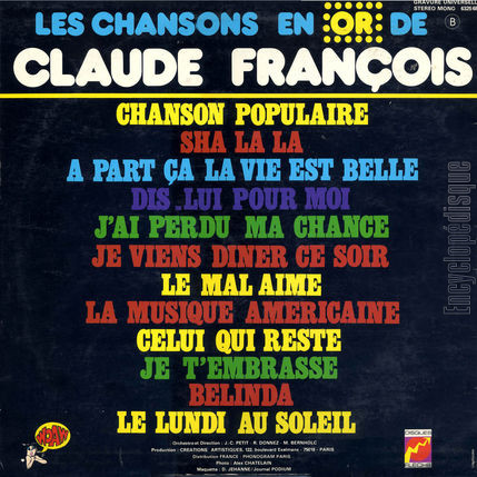 [Pochette de Les chansons en or (Claude FRANOIS) - verso]