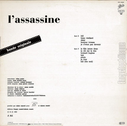 [Pochette de L’assasine (lisa POINT) - verso]