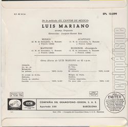 [Pochette de Mexico (Luis MARIANO) - verso]