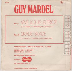 [Pochette de Vive Louis Blriot (Guy MARDEL) - verso]