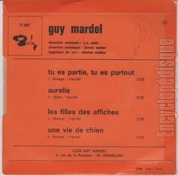 [Pochette de Tu es partie, tu es partout (Guy MARDEL) - verso]