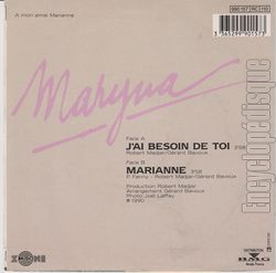 [Pochette de J’ai besoin de toi (MARYNA) - verso]