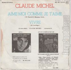 [Pochette de Aime-moi comme je t’aime (Claude MICHEL) - verso]