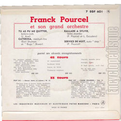 [Pochette de Service de nuit (Franck POURCEL) - verso]