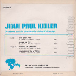 [Pochette de Oui, c’est fini (Jean-Paul KELLER) - verso]