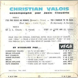 [Pochette de T’es pas seule au monde (Christian VALOIS) - verso]