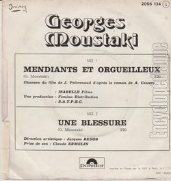 [Pochette de Mendiants et orgueilleux (Georges MOUSTAKI) - verso]