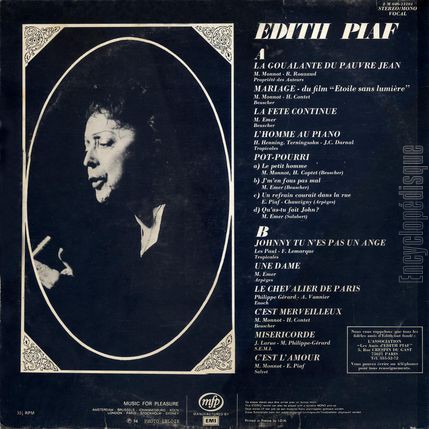 [Pochette de C’est l’amour (dith PIAF) - verso]